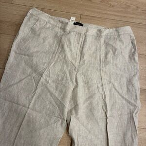 NWT Talbots Women’s Tan Beige Linen Pull On Cropped Pant Chelsea Size 24W